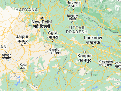 Map showing location of Bāh (26.86991, 78.59443)