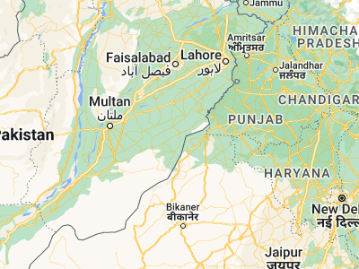 Map showing location of Bahāwalnagar (29.99866, 73.2536)