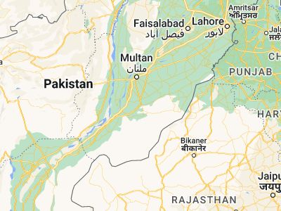 Map showing location of Bahāwalpur (29.4, 71.68333)