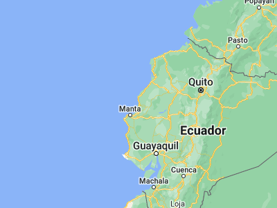 Map showing location of Bahía de Caráquez (-0.6, -80.41667)