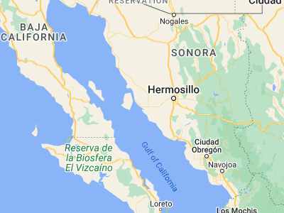 Map showing location of Bahía Kino (28.83333, -111.93333)