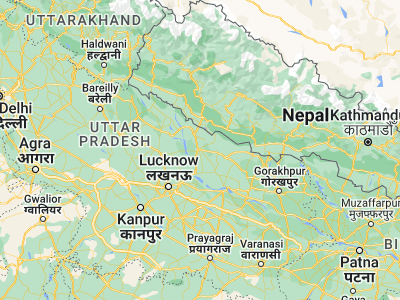 Map showing location of Bahraich (27.5743, 81.59588)