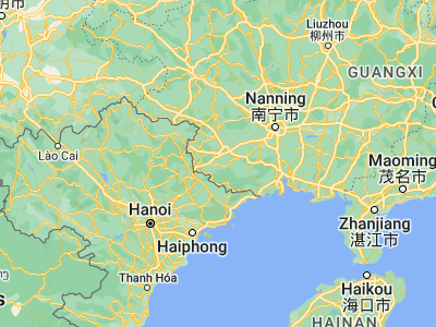 Map showing location of Baihe (22.15, 107.23333)