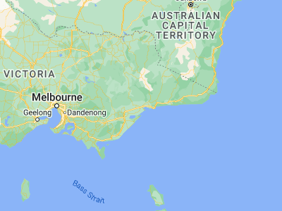 Map showing location of Bairnsdale (-37.82289, 147.61041)