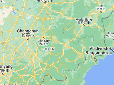 Map showing location of Baishishan (43.58333, 127.56667)