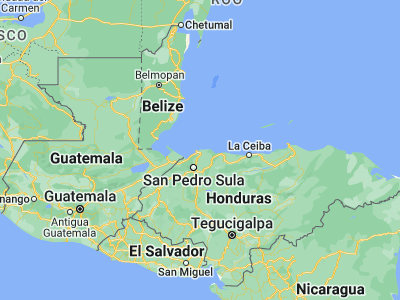 Map showing location of Baja Mar (15.88333, -87.85)