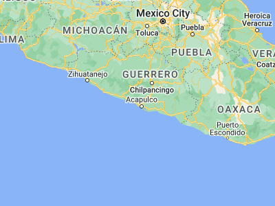 Map showing location of Bajos del Ejido (16.96123, -99.97044)