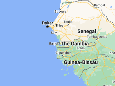 Map showing location of Bakau (13.47806, -16.68194)