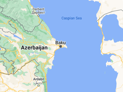 Map showing location of Bakıxanov (40.42167, 49.96444)