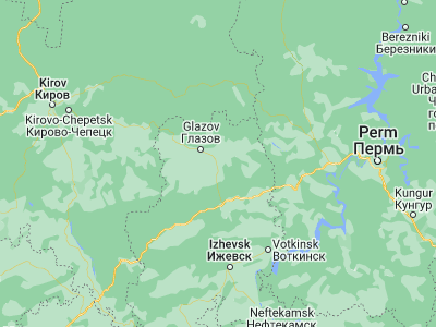 Map showing location of Balezino (57.9787, 53.0138)