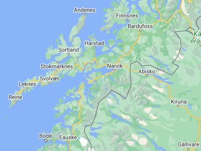 Map showing location of Ballangen (68.34283, 16.83145)
