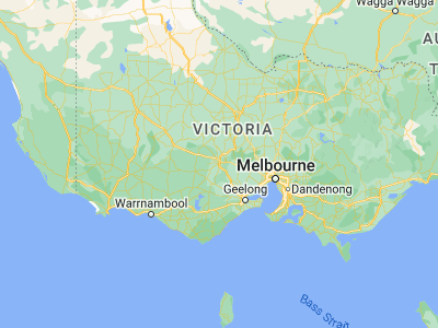 Map showing location of Ballarat (-37.56622, 143.84957)