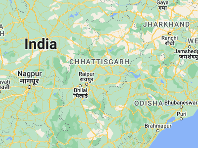 Map showing location of Baloda Bāzār (21.66667, 82.16667)