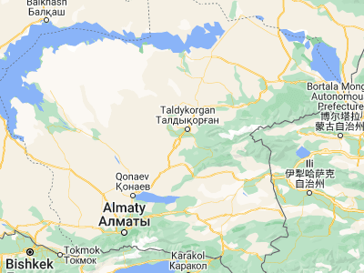 Map showing location of Balpyk Bi (44.90225, 78.23157)
