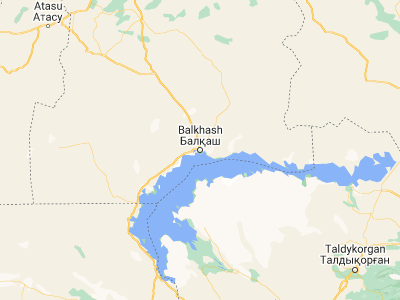 Map showing location of Balqash (46.84806, 74.995)