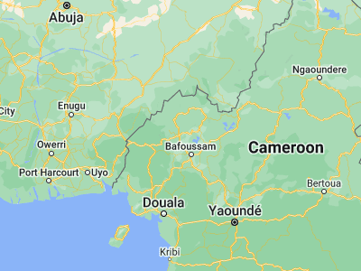 Map showing location of Bamenda (5.95266, 10.15824)