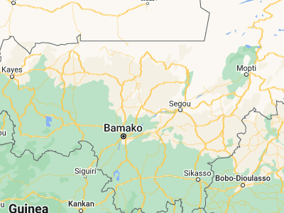 Map showing location of Banamba (13.55, -7.45)