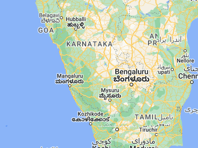 Map showing location of Bānāvar (13.41361, 76.16833)