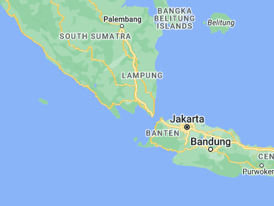 Map showing location of Bandarlampung (-5.42544, 105.25803)