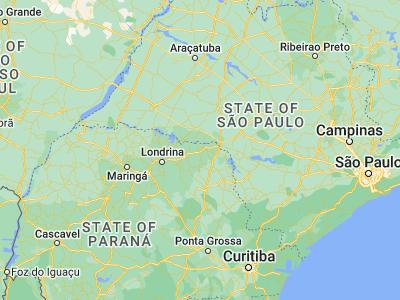 Map showing location of Bandeirantes (-23.11, -50.3675)