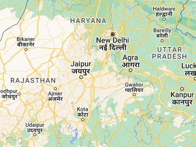 Map showing location of Bāndīkūi (27.05087, 76.57325)