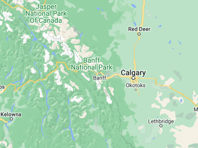 Map showing location of Banff (51.17622, -115.56982)