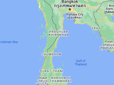 Map showing location of Bang Saphan (11.21259, 99.51167)