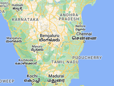 Map showing location of Bangārapet (12.96667, 78.2)