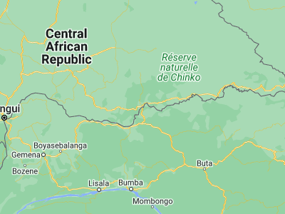 Map showing location of Bangassou (4.74132, 22.81838)