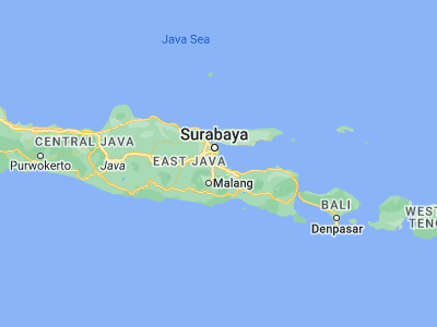 Map showing location of Bangil (-7.59939, 112.8186)