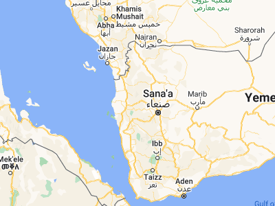 Map showing location of Banī an Nahārī (15.63981, 43.55633)