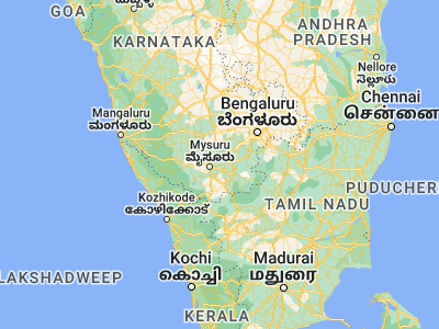 Map showing location of Bannūr (12.33083, 76.86306)