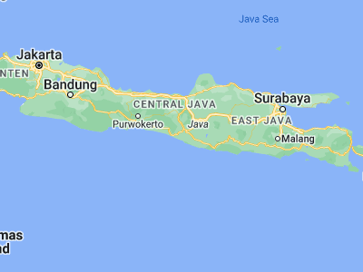 Map showing location of Bantul (-7.88806, 110.32889)