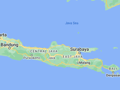 Map showing location of Banyudono (-6.6999, 111.3094)