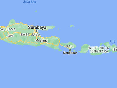 Map showing location of Banyuwangi (-8.2325, 114.35755)