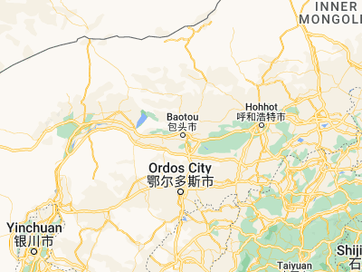 Map showing location of Baotou (40.65222, 109.82222)