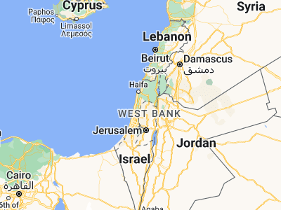 Map showing location of Bāqah ash Sharqīyah (32.41032, 35.07054)