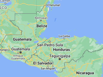 Map showing location of Baracoa (15.76667, -87.85)