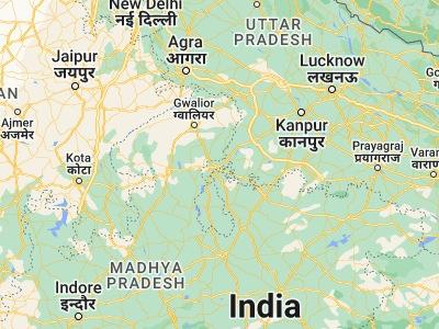 Map showing location of Barāgaon (25.47574, 78.71244)
