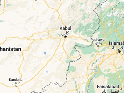 Map showing location of Barakī Barak (33.9675, 68.94861)