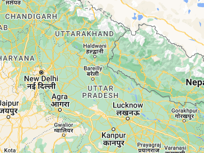 Map showing location of Barkhera (28.45159, 79.80477)