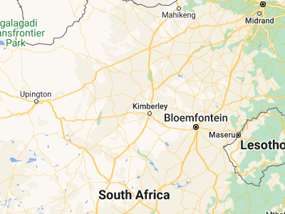 Map showing location of Barkly West (-28.53537, 24.52151)