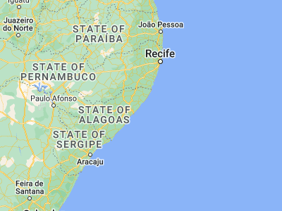 Map showing location of Barra de Santo Antônio (-9.40472, -35.50722)