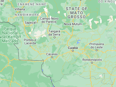 Map showing location of Barra do Bugres (-15.0725, -57.18111)