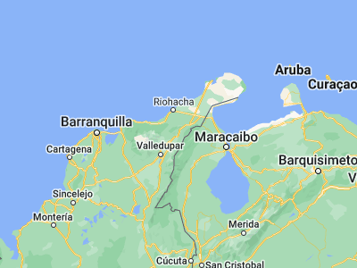 Map showing location of Barrancas (10.95756, -72.78769)