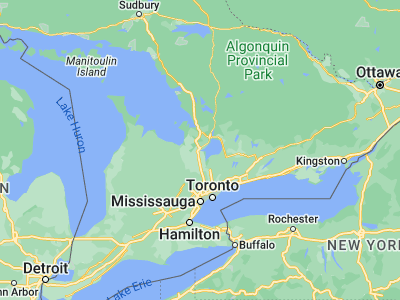Map showing location of Barrie (44.40011, -79.66634)