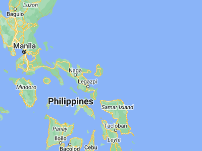 Map showing location of Bato (13.6068, 124.2986)