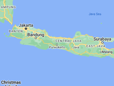 Map showing location of Baturaden (-7.3, 109.21667)