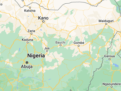 Map showing location of Bauchi (10.31344, 9.84327)