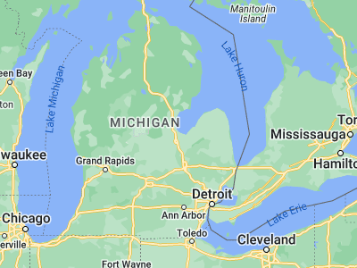 Map showing location of Bay City (43.59447, -83.88886)